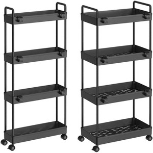 Haitral 2pk Storage Cart 4-Tier Slim Slide Out Rolling Rack Cart for Bathroom Kitchen - 1 of 4