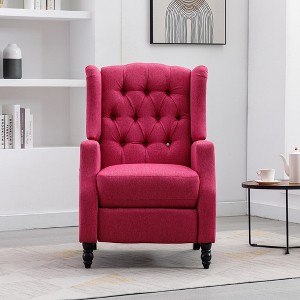 Recliner Chair With Seat Cushion, Buckle Backrest PU Reclining Sofa Chair, Modern Armchair Reading Chair - 1 of 4