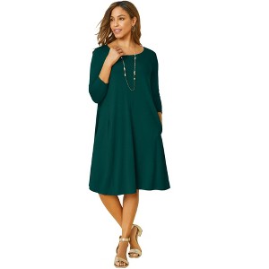 Jessica London Stretch Knit Three-Quarter Sleeve T-Shirt Dress - 1 of 4
