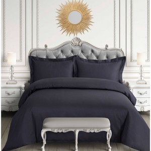Cotton Sateen 600 Thread Count 3pc Oversized Duvet Cover Set - Tribeca Living - 1 of 2