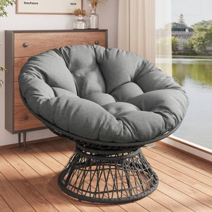 Vatros Ergonomic Wicker Swivel Accent Chair with Cloud Cushion - 1 of 4