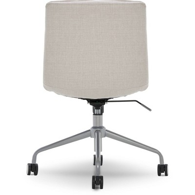 Ivory White High-Back Armless Task Chair with Polished Metal Base