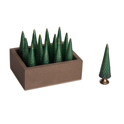Transpac Resin Mini Green Tree Decorative Sculpture 12 Each Indoor Tabletop Christmas Decor Gift Giving and Hostess Gifts Easy Care Spot or Wipe Clean