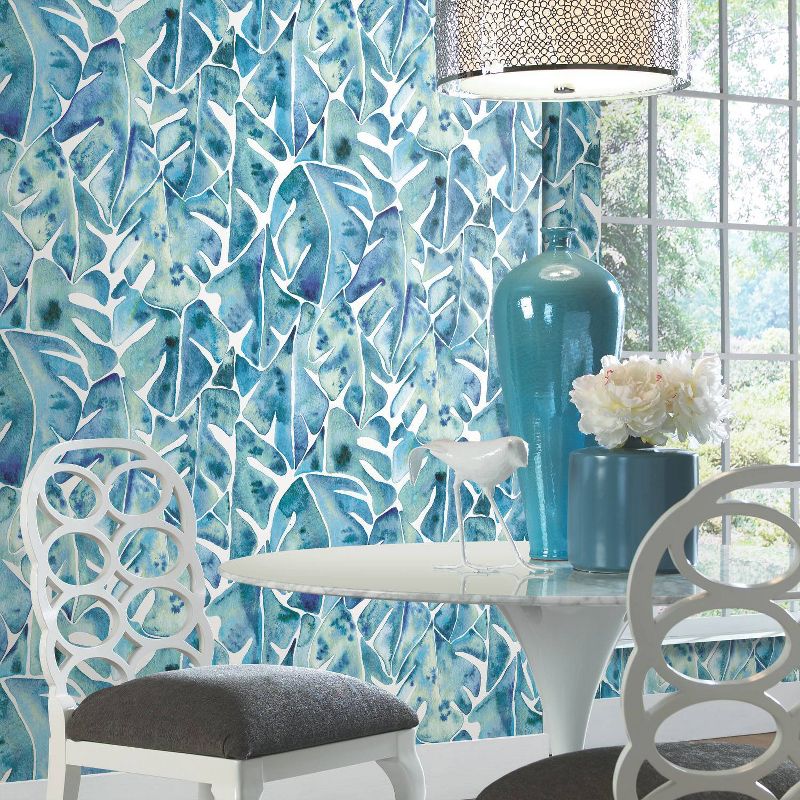 RoomMates Cat Coquillette Philodendron Peel and Stick Wallpaper Blue, 5 of 11