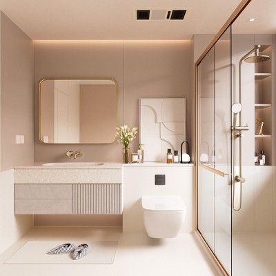 Rectangular Framed Tempered Glass Wall-Mounted Bathroom Vanity Mirror