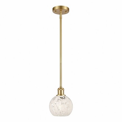 White Mouchette - 1 Light Stem Hung Mini Pendant In Modern Style-8 Inches Tall and 6 Inches Wide