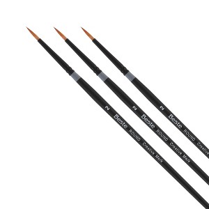 Creative Mark Beste Golden Taklon Round #2 Pack of 3 Artist Brushes, Professional Watercolor Brushes, For Acrylic Painting, Short Handle, Sharp Edges, - 1 of 4