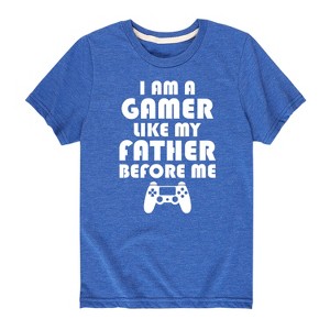 Boys' - Instant Message - I Am A Gamer Like My Father Short Sleeve Graphic T-Shirt - 1 of 4