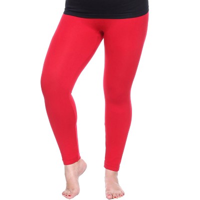 Women's Pack Of 2 Leggings Red/black One Size Fits Most - White
