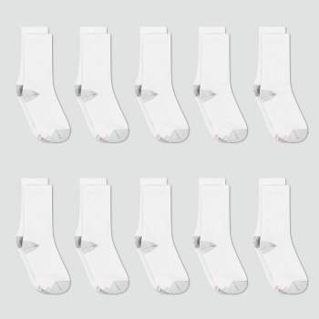 Hanes Women's Extended Size Cushioned 10pk Ankle Socks - White 8-12 : Target