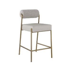 Meridian Furniture,Carly Taupe Vegan Leather Seat / Boucle Fabric Back Counter Stool - 1 of 4