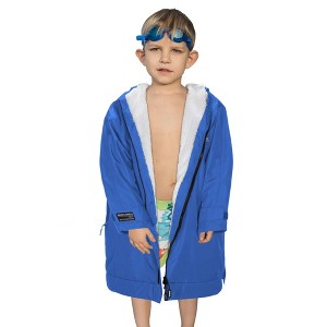 Catalonia Kids Waterproof & Windproof Swim Parka Jacket, Fleece-Lined Warm Hooded Coat for Boys & Girls, Lightweight Swim Robe - 1 of 4