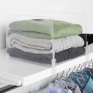 J&V TEXTILES Acrylic Closet Shelf Divider and Separator- Great for Storage and Organization in Bedroom, Bathroom, Kitchen and Office Shelves, Clear - 1 of 4