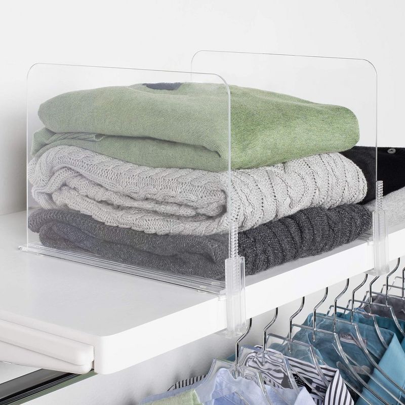 J&V TEXTILES Acrylic Closet Shelf Divider and Separator- Great for Storage and Organization in Bedroom, Bathroom, Kitchen and Office Shelves, Clear, 1 of 9
