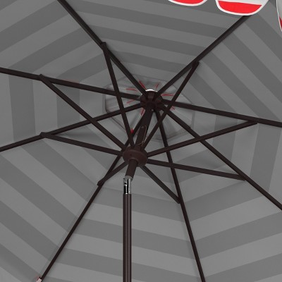 Maui Red and White Striped 9Ft Crank Tilt Patio Umbrella