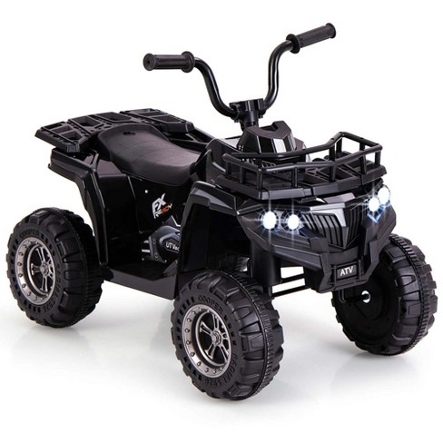 Costway Kids Ride On Electric Atv 6v 4 wheeler Quad Car With One button Start Tread Tires Black Target