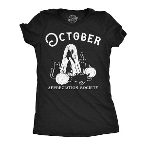 Womens Funny T Shirts October Appreciation Society Sarcastic Halloween Graphic Novelty Tee For Ladies - Crazy Dog Women's T Shirt For Halloween Season - 1 of 4