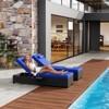 Outdoor Chaise Lounge Chairs Set of 2,  5 Position Adjustable Back Pool Sunbathing Recliner - 2 of 4