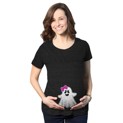 Maternity Baby Girl Ghost Pregnancy Tshirt Cute Funny Halloween Disguise Tee - Crazy Dog Maternity T Shirt - image 1 of 4