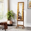 Tangkula Jewelry Armoire Cabinet Standing Lockable Jewelry Organizer with Lighted Full-Length Mirror Black/Rustic Brown/White - 2 of 4