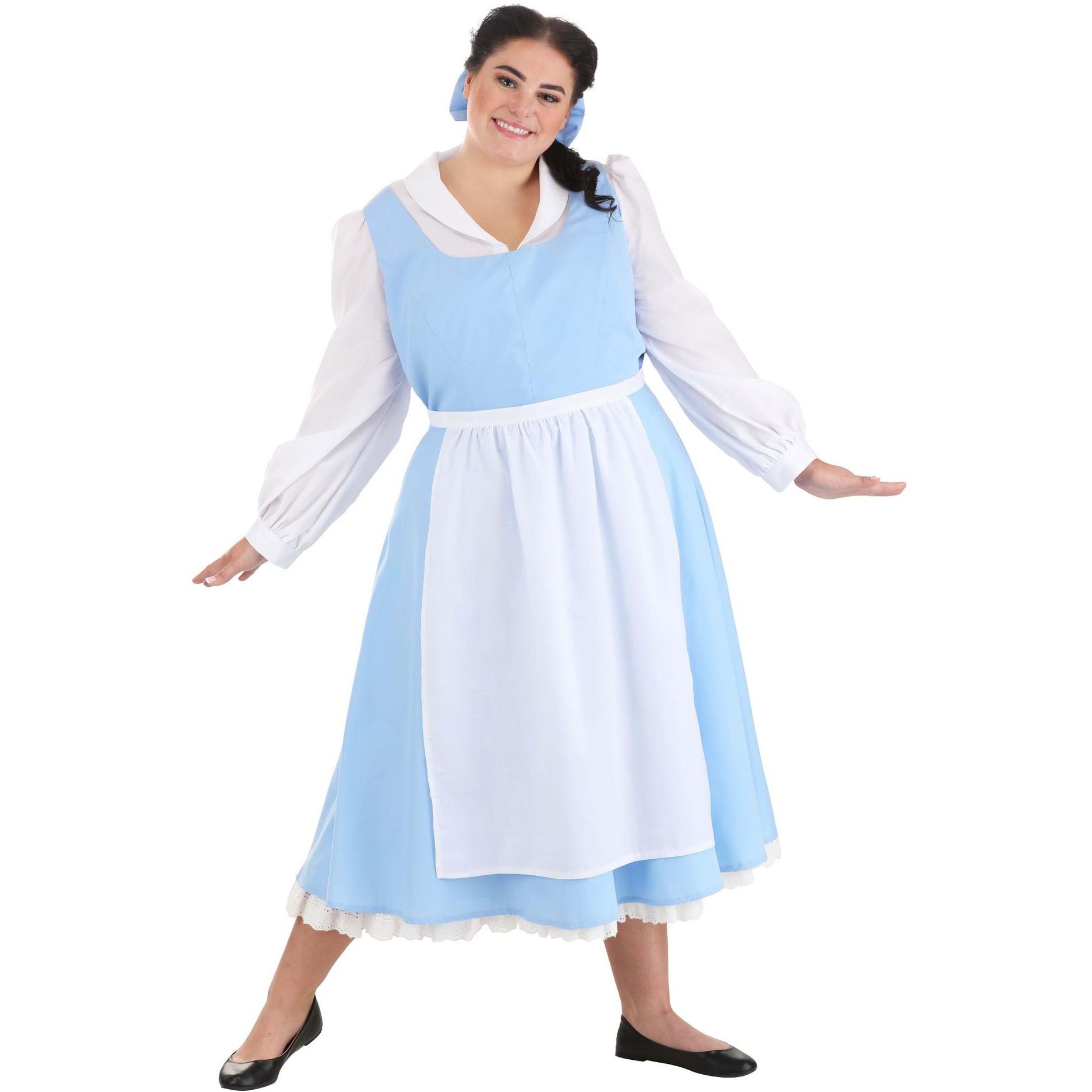 HalloweenCostumes.com 3X  Women  Beauty and the Beast Plus Size Belle Blue Costume Dress, White/Blue
