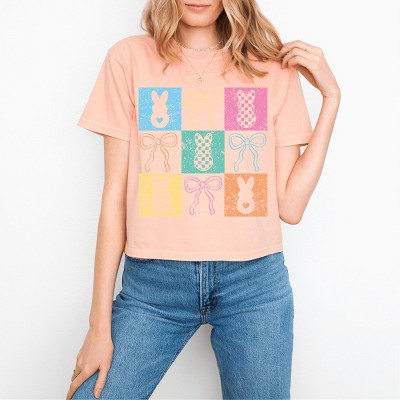 Simply Sage Market Checkered Bunny Coquette Distressed Boxy Crop Top