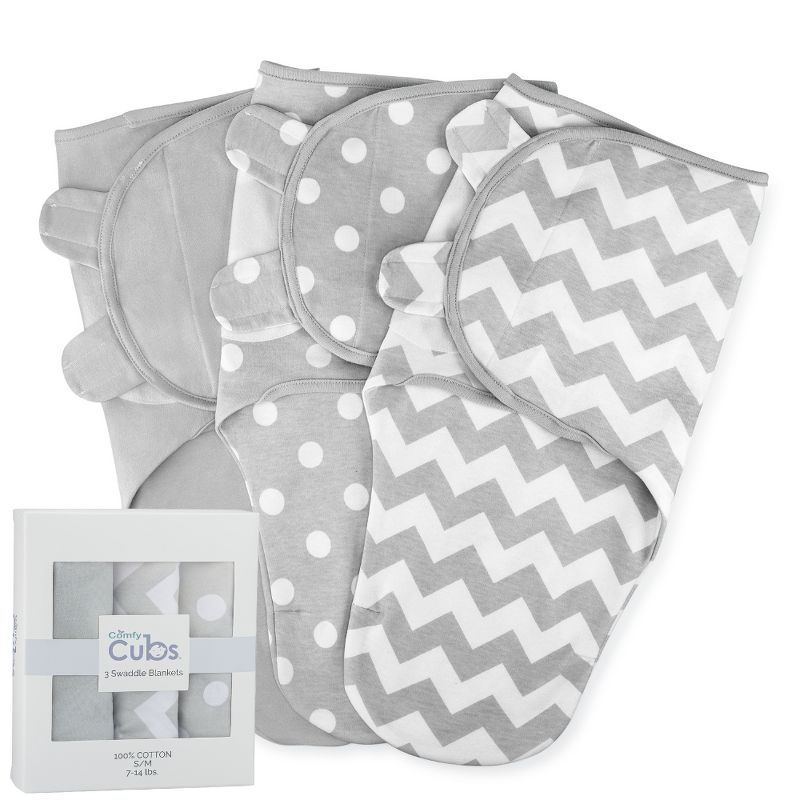 Swaddle Blankets for Baby Girl & Boy 3 Pack Sleep Sack Velcro by Comfy Cubs, 1 of 11