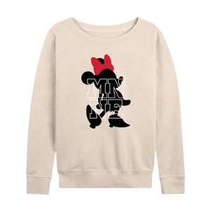 Women's - Disney - Silhouette Minnie Lightweight French Terry Wide Neck Long Sleeve Shirt - 1 of 4
