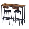 VYNXARIA Table Set with 2 Bar stools PU Soft seat with backrest,Rustic Brown - 3 of 4