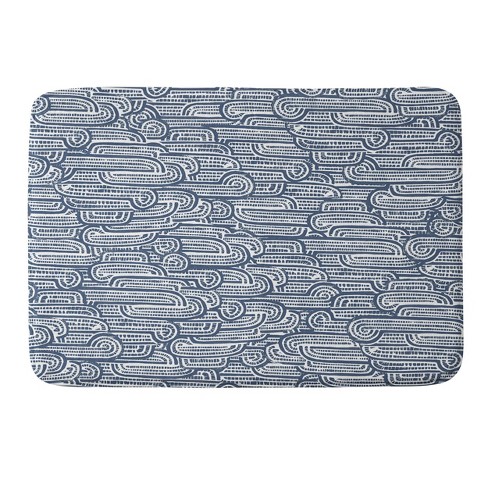 2pc Memory Foam Striped Bath Mat Set Blue - Yorkshire Home