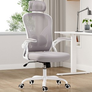 SEVOBAL Task and Office Chairs Ergonomic Office Chair, Home Office Desk Chair High Back Computer Chair for Home Office Study Room, White, 24"*21"*10" - 1 of 4
