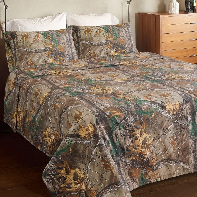 Realtree Xtra Camo Sheet Set - 4 Piece Camouflage Printed Bedding - Easy Care Forest Theme Sheet Set for Bedroom, Hunting & Outdoor - Full, 2 of 9