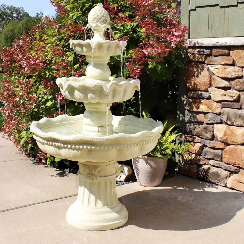 Sunnydaze 51"H Electric Polyresin and Fiberglass 3-Tier Pineapple Top Outdoor Water Fountain, 3 of 14