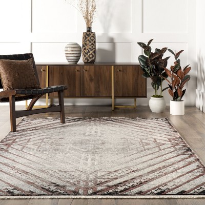 Red Geometric Synthetic Easy Care Area Rug