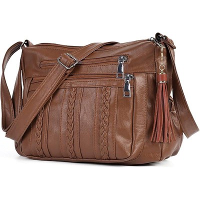 Generic Purses for Women Pocketbooks Soft PU Leather Ladies Crossbody Purse Multi Pocket Shoulder Bag