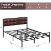 Queen Size Metal Bed Frame with Upholstered Square Stitched Headboard, Faux Leather Platform Bed Frame, Steel Slats Support, Red Brown - 2 of 4