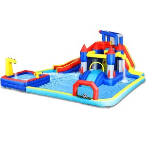 VisioGear Inflatable Water Parks, Inflatable Slide Water Park with Climbing Wall, Backyard Water Park with Splash Pool, Multicolored, 227"*205"*97" - 1 of 4