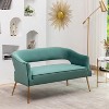 SEYNAR Modern 51'' Velvet Tufted Loveseat Open Back with Golden Metal Legs - 3 of 4