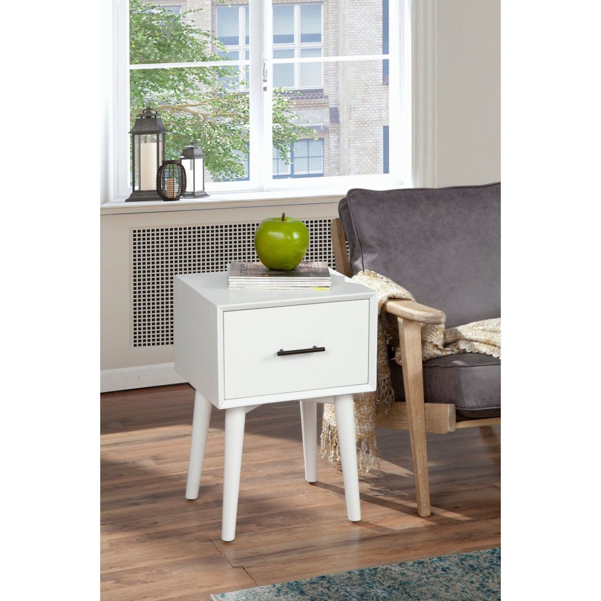 Flynn Mid-Century End Table in White | Alpine Furniture - thumbnail 2