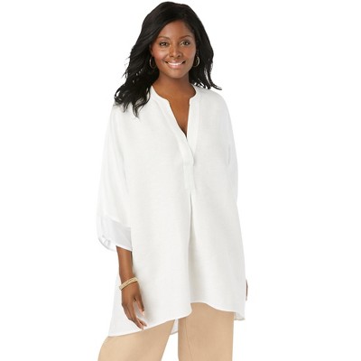 Jessica London Women's Plus Size Hi-Low Linen Tunic