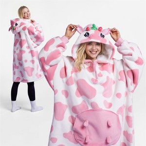Joyfy Wearable Blanket Hoodie for Kids Adults, Christmas Oversized Flannel Fleece Sweatshirt Blanket, Cozy Blanket Birthday Gift for Family Girls Boys - 1 of 4