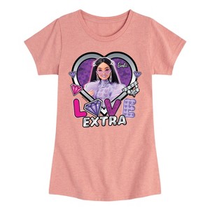 Girls' - Barbie - Love Extra Heart Fitted Short Sleeve Graphic T-Shirt - 1 of 4