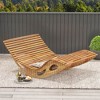 Tangkula 2PCS Outdoor Double Chaise Lounge Chair Acacia Wood Rocking Sunbed with Slatted Backrest and Seat Wooden Loveseat Rocker - 4 of 4