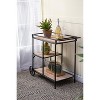 Vynxaria 3-Tier Utility Storage Shelves Bar Cart with Wheels, Black Frame and Wood Tiers - 4 of 4