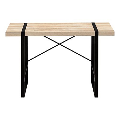 48" Light Wood and Black Metal Industrial Computer Desk