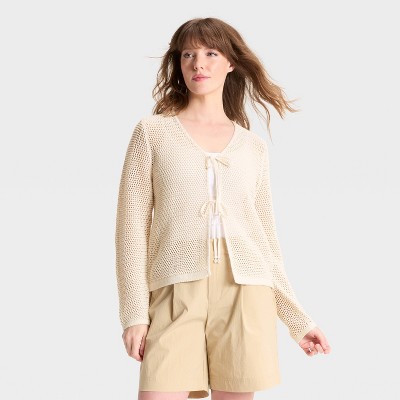 Women's Crochet-Style Tie Cardigan - A New Day™