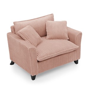 Gulches Pink Corduroy Foam Cushion Tufted Lazy Sofa Chair Set of 1 Adjustable Backrest Single Armchair for Living Room Bedroom Corner - 1 of 4