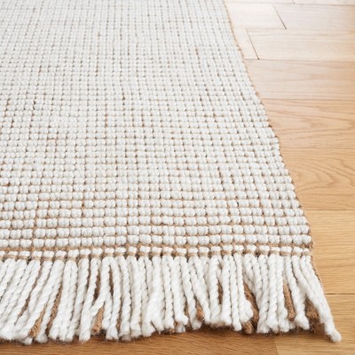 Ivory and Natural Hand-Woven Wool and Jute Area Rug