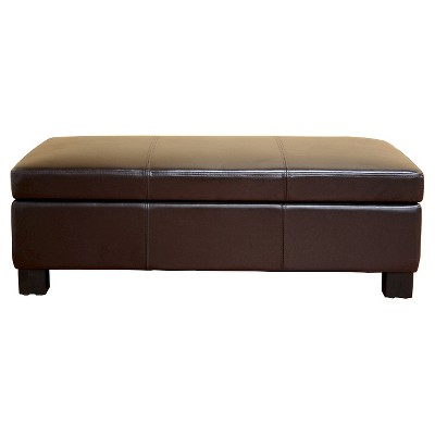 Gallo Leather Storage Ottoman Dark Brown Baxton Studio Target