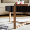 Vynxaria Modern Handcraft Drum Coffee Table 31.5 inch Round Coffee Table for Living Room,Small Coffee Table with Sturdy Pedestal,Black - 3 of 4
